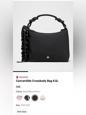 Brand New-Lululemon Convertible Crossbody Bag 6.5L — Black/Silver